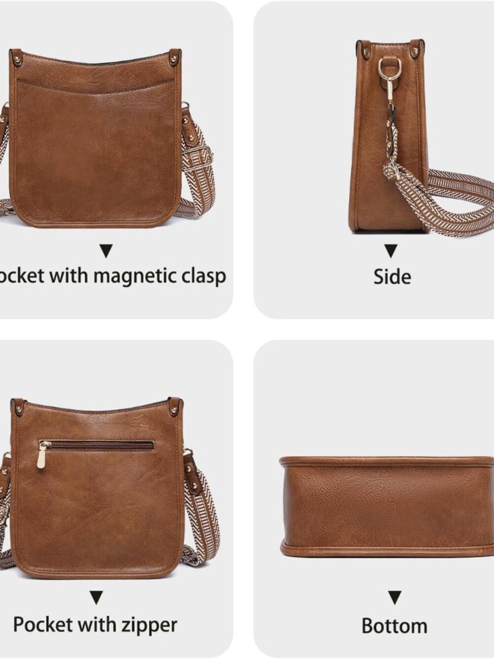 Purses for Women 3PCS, Crossbody Bags Set Large Leather Purse Shoulder Handbags - Picture 3 of 7